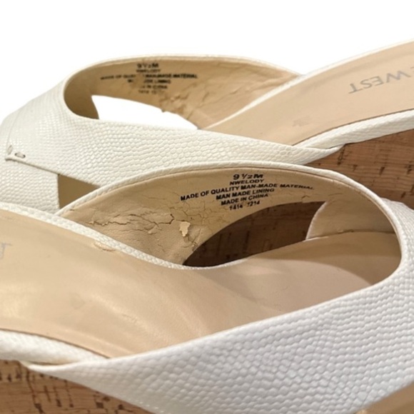 Nine West Cork Wedges Slip On Open Toe White Sandals size 9.5 - Picture 5 of 11